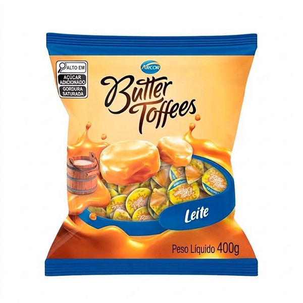 BALA BUTTER TOFFEES 400G LEITE BALAS