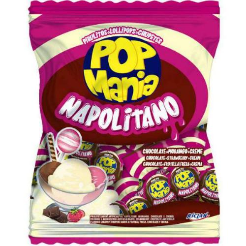 PIRULITO POP MANIA NAPOLITANO 600G C/50-PIRULITOS