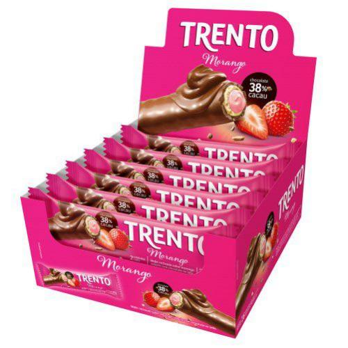 CHOCOLATE TRENTO C/16 UND CHEESECAKE MORANGO CHOCOLATES