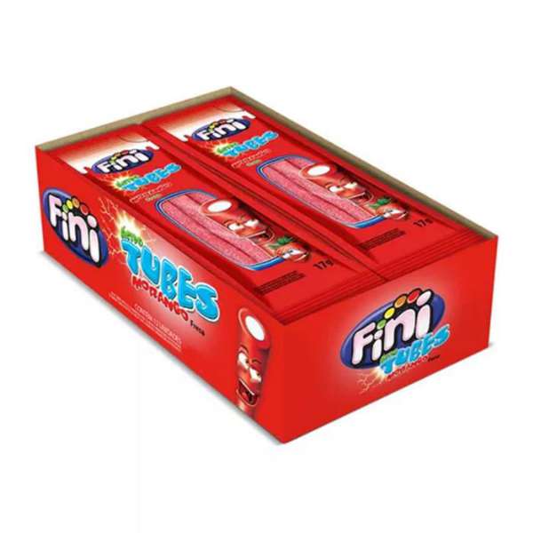 FINI TUBES 15G C/12 MORANGO ACIDO CHICLETES