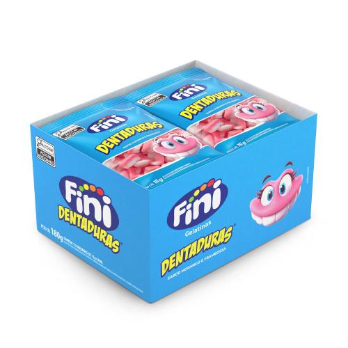 FINI GELATINA DENTADURA C/12 UNID DENTADURA, DENTADURAS, FINI SAQUINHO, FINI PACOTINHO CHICLETES