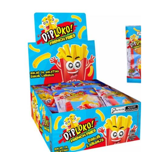 BALA DIPLOKO NEON FRENCH FRIES LARANJA C/24-BALAS